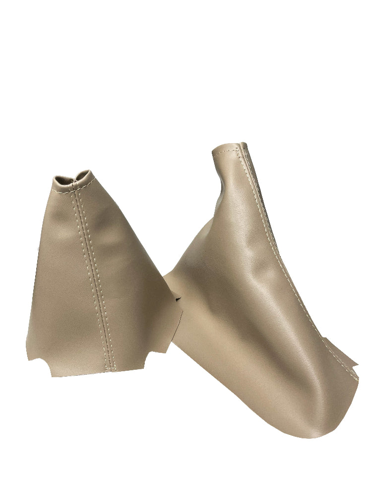 Soufflets en cuir beige cachemire de frein à main et levier de vitesses pour Chevrolet Corvette C6 2005-2013