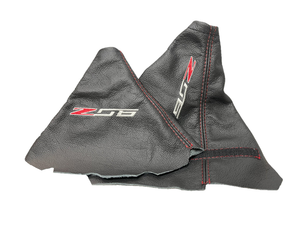 Red Stitch cuir soufflets de frein à main et levier de vitesses avec Embroidery pour 2001-2004 Chevrolet Corvette C5 Z06