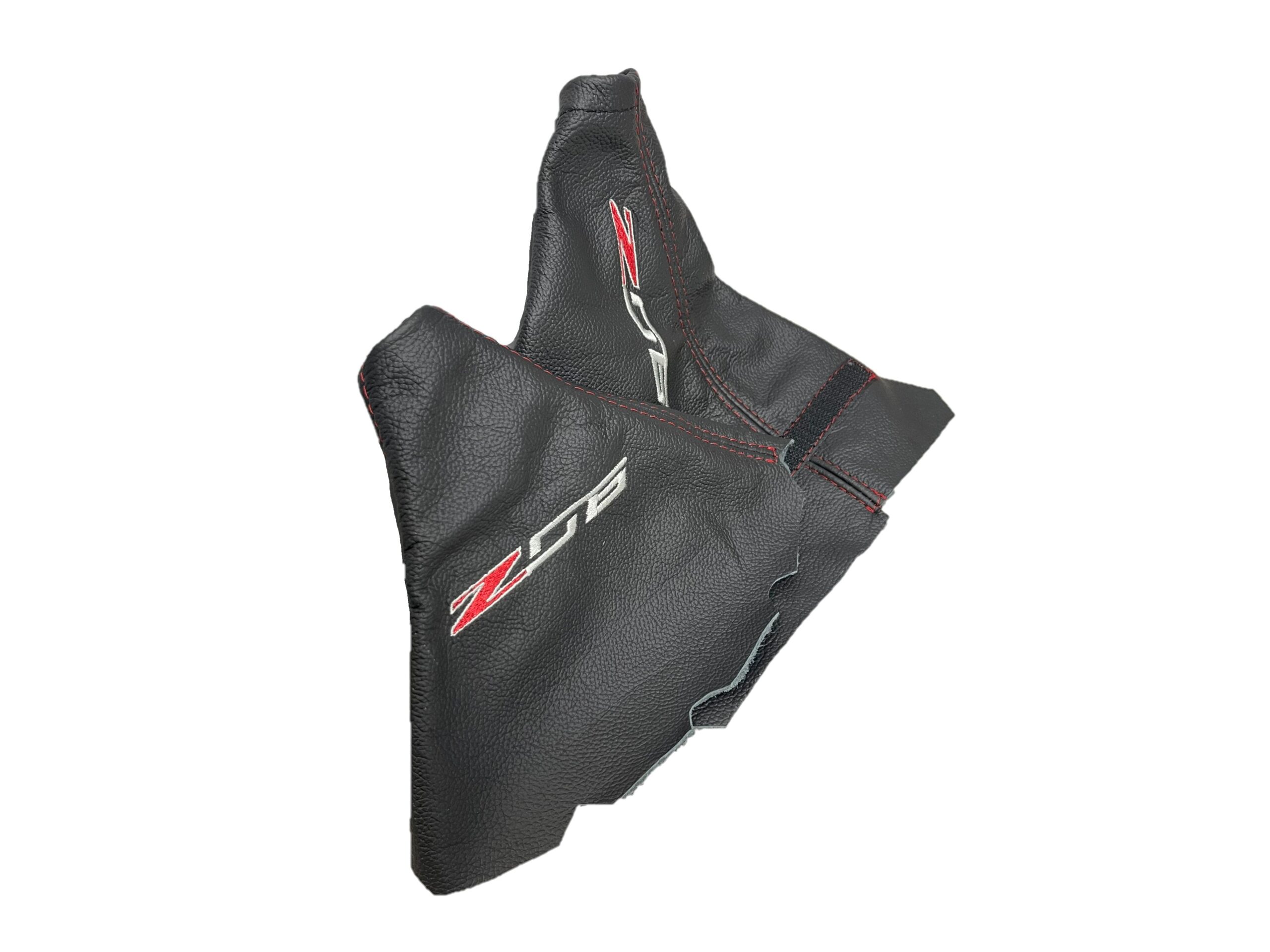 Red Stitch cuir soufflets de frein à main et levier de vitesses avec Embroidery pour 2001-2004 Chevrolet Corvette C5 Z06 – Image 5